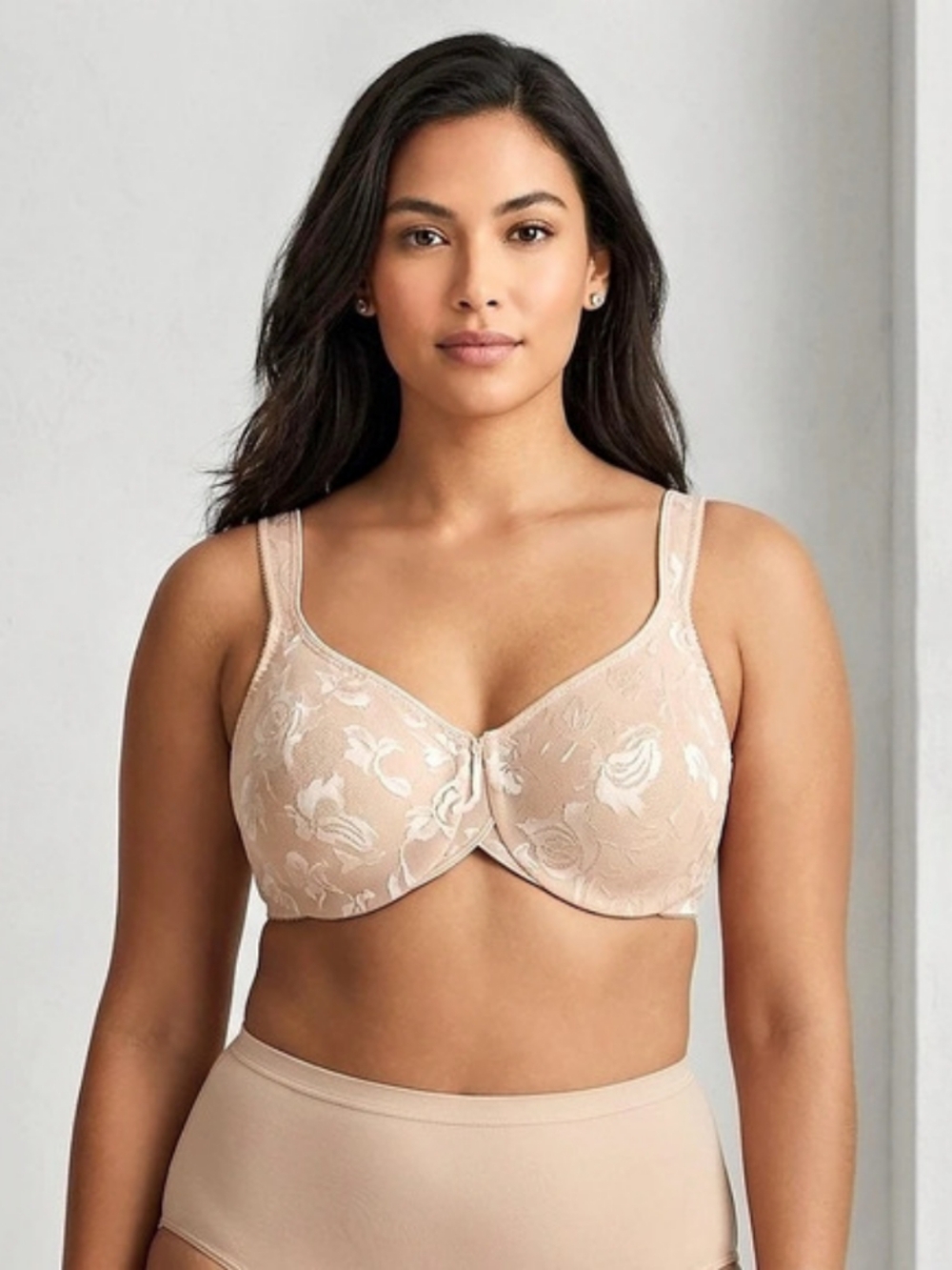 NWT Wacoal Awareness Full Figure Seamless Underwire Bra Floral Lace 34D